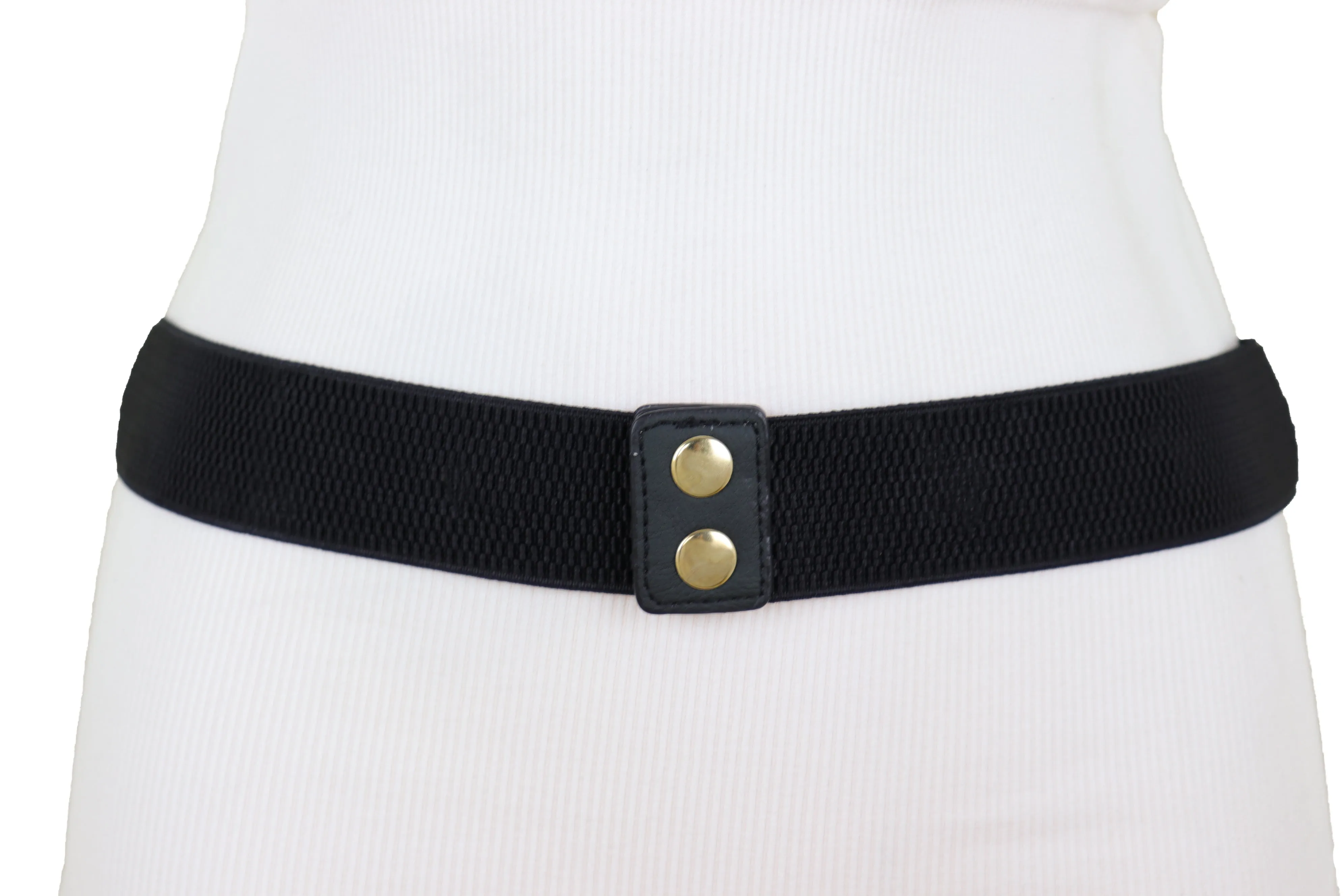 Gold Greek Medallion Black Waisted Elastic Fashion Belt