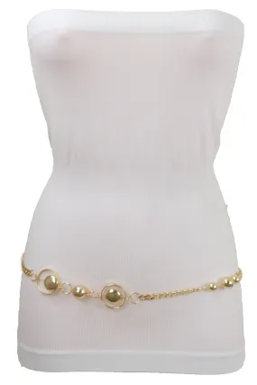 Gold Metal Chain Belt Gold Circle Round Charms Fit Size S M L