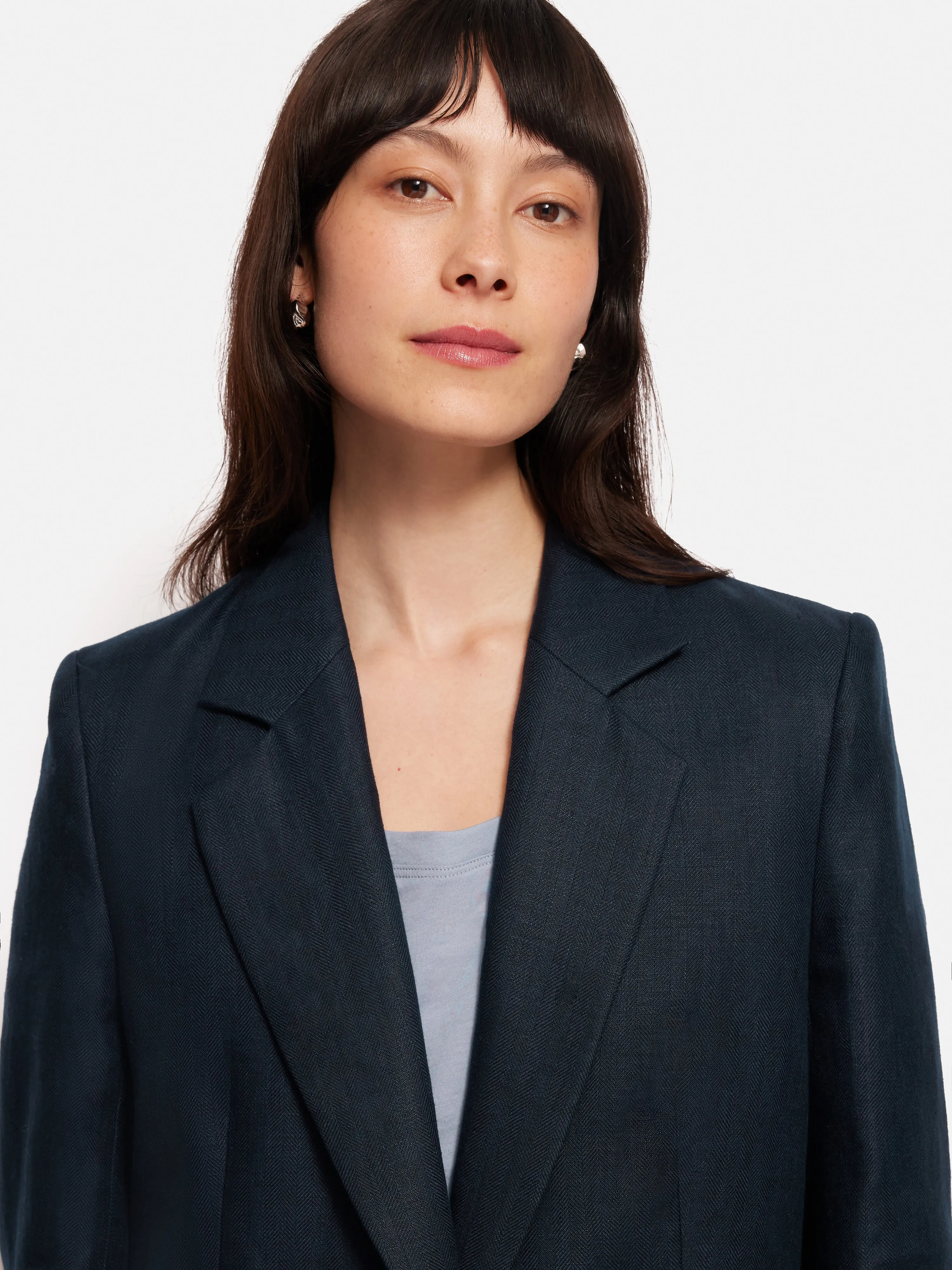 Irish Linen Herringbone Gibson Blazer | Navy