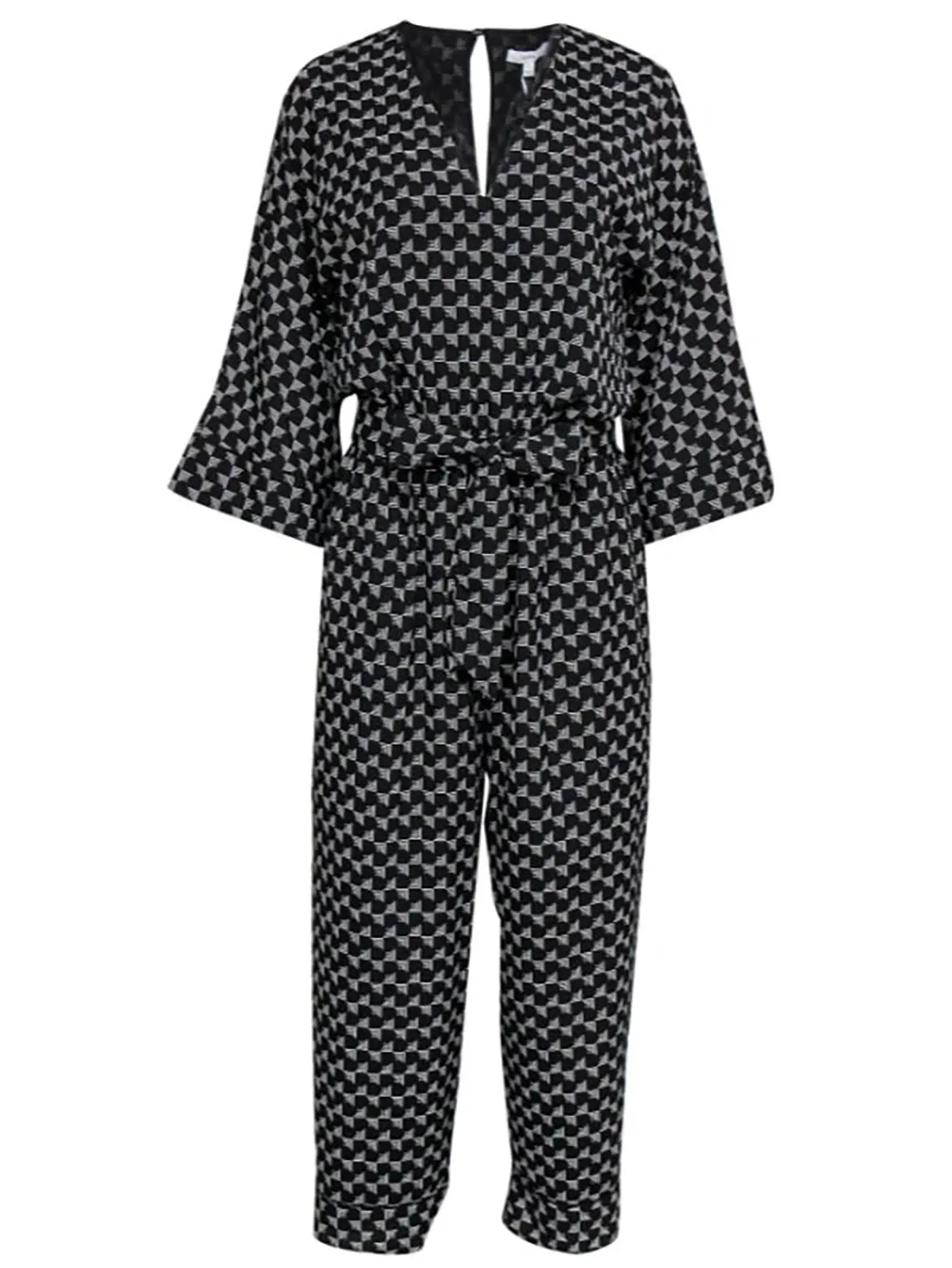 Joie Size XL (16) Black & White Geometric Jumpsuit