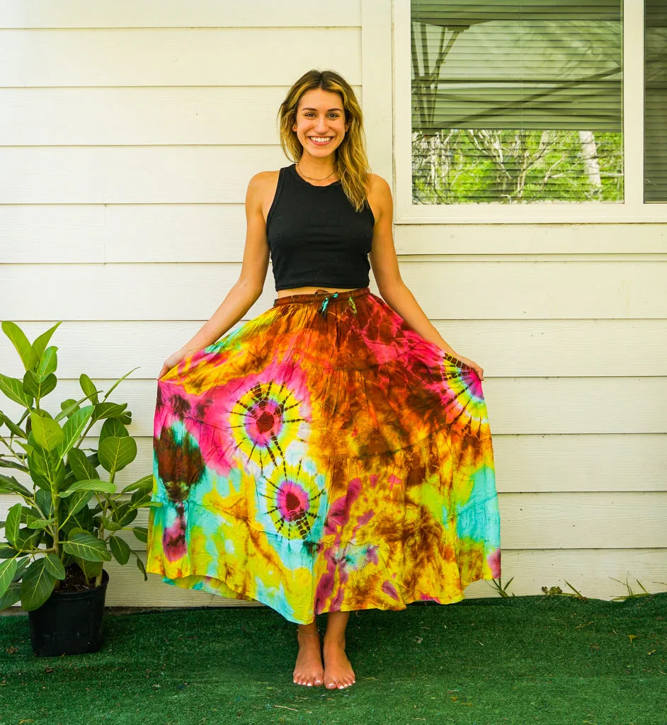 K4311- Hand Dyed Tiered Maxi Hippie Skirt