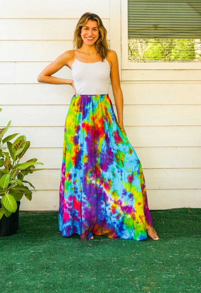 K4557- Hand Dyed Tiered Maxi Hippie Skirt