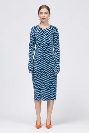 Kawa Dress Light Blue/Navy Print