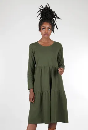 Maya Tiered Jersey Dress, Green