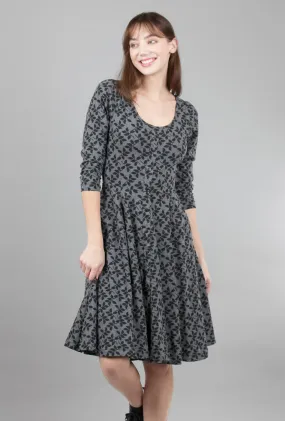 Meadow Dress, Gray Foliage Print