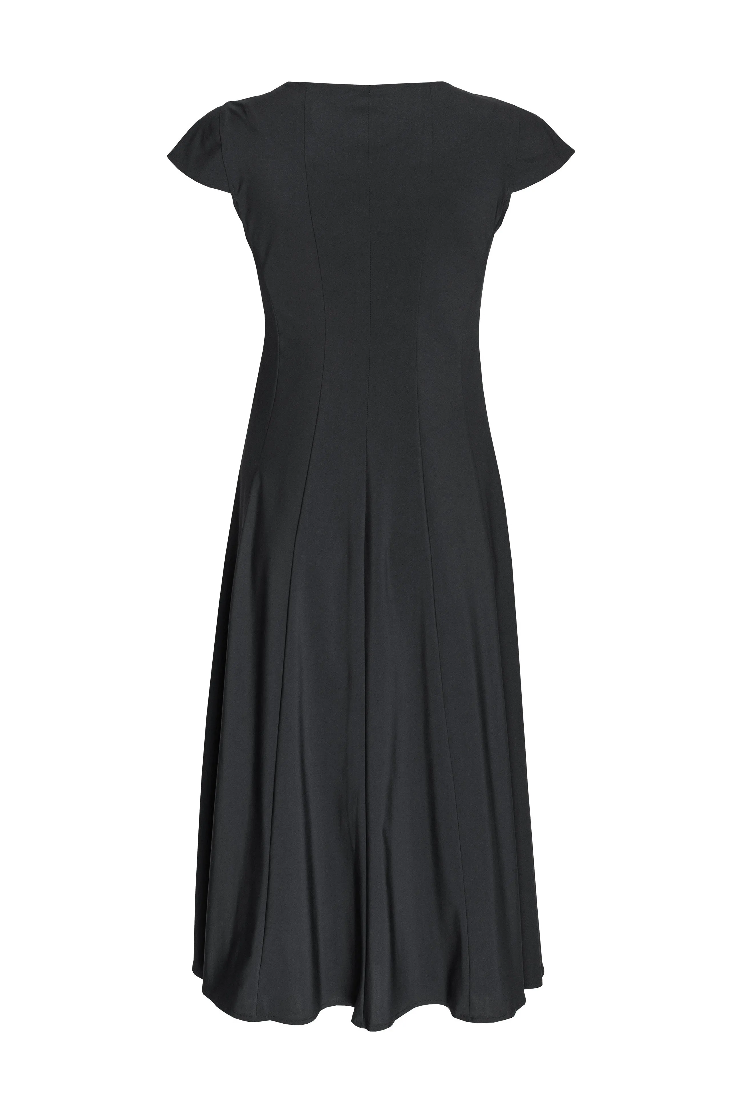 Multi Seam Cap Sleeve Dress - Black 8631