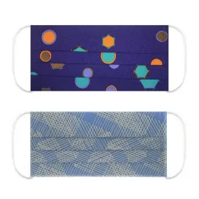 NUNO Pleated Facemask 2-Piece Set: "Lantern Festival" (Dark Blue Mix) & "Origami Slide" (Blue/Gray)