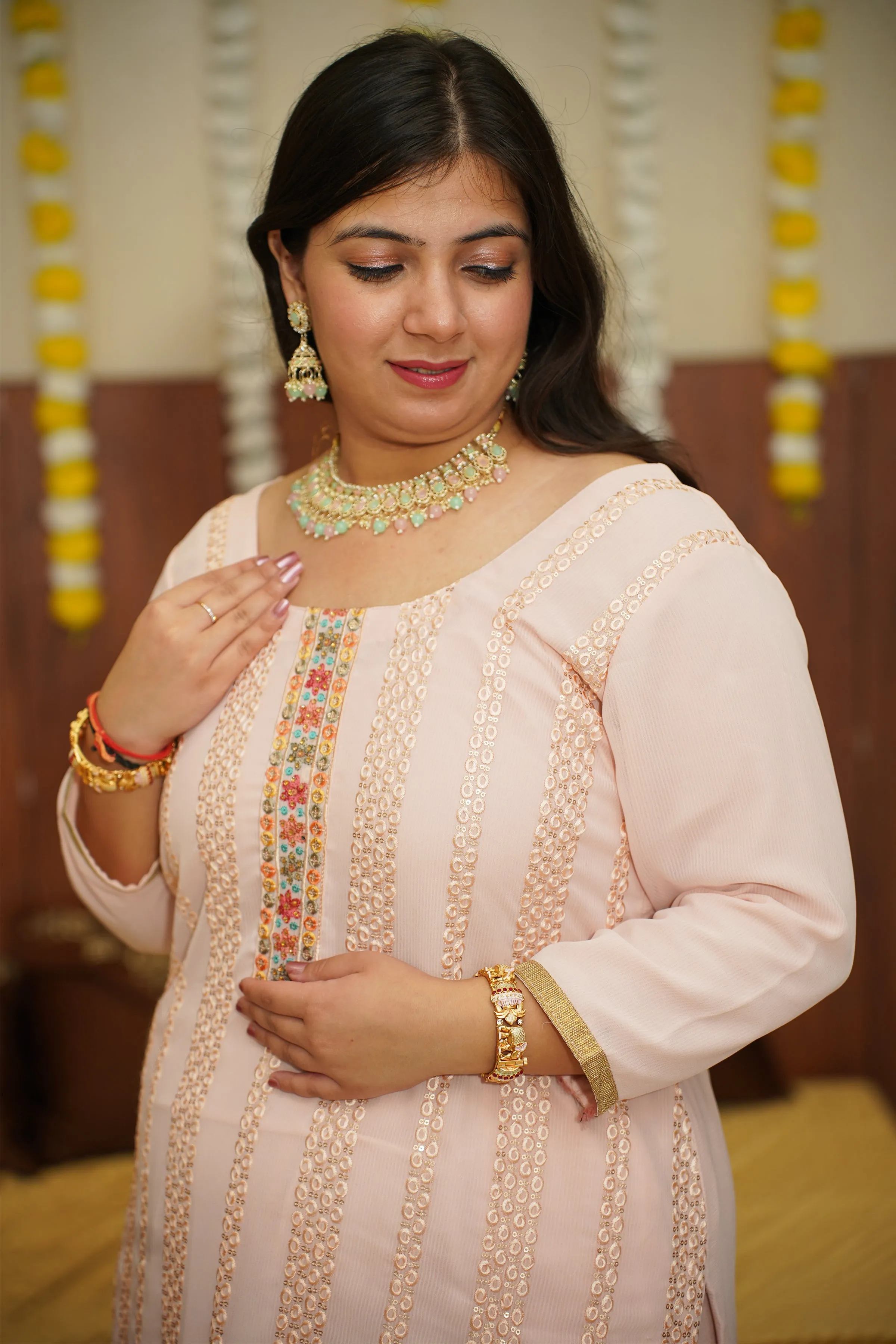 Pastel Pink Georgette Suit Set