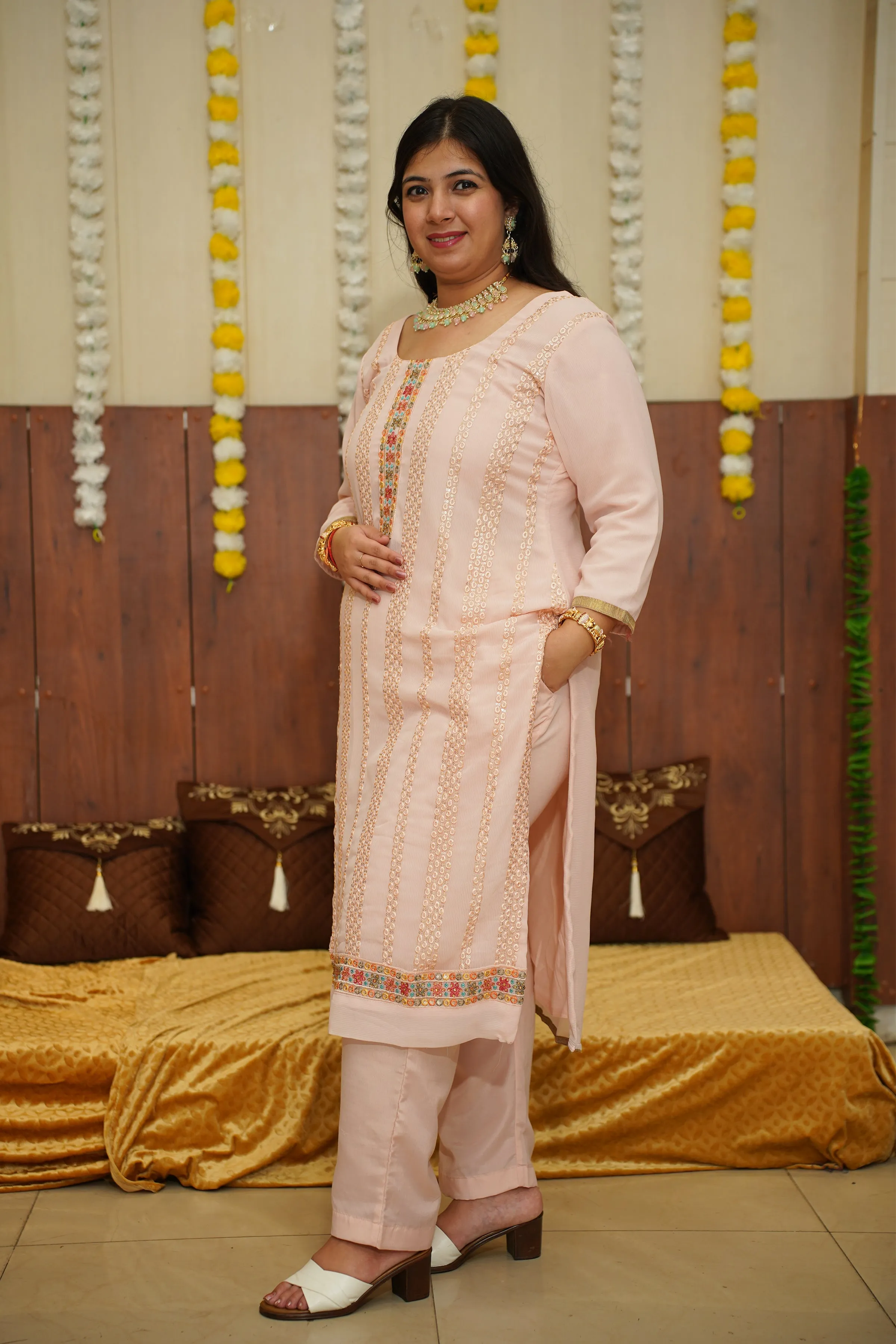 Pastel Pink Georgette Suit Set