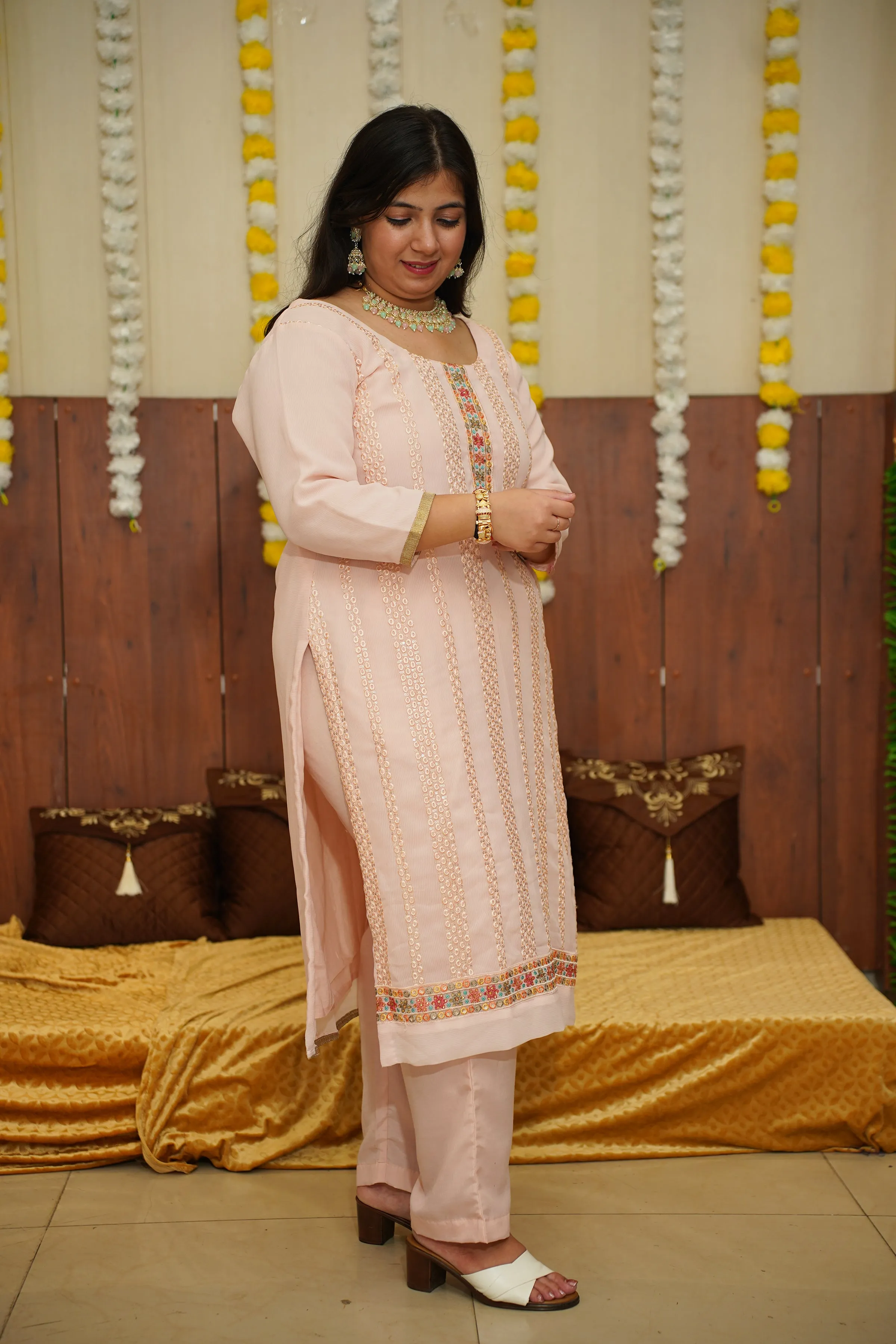 Pastel Pink Georgette Suit Set