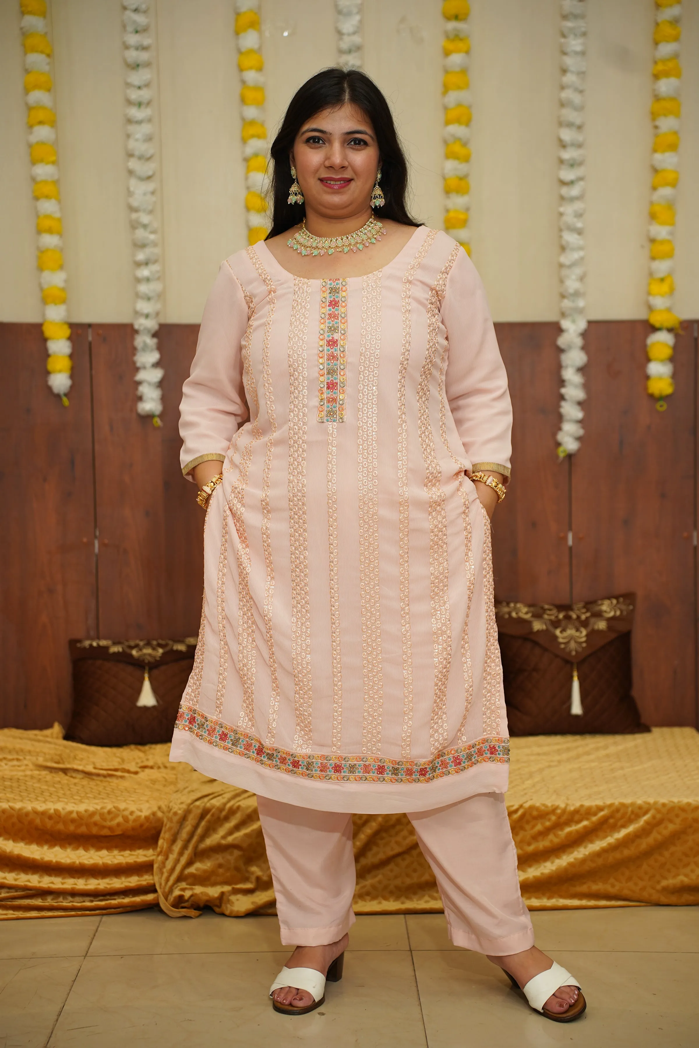 Pastel Pink Georgette Suit Set