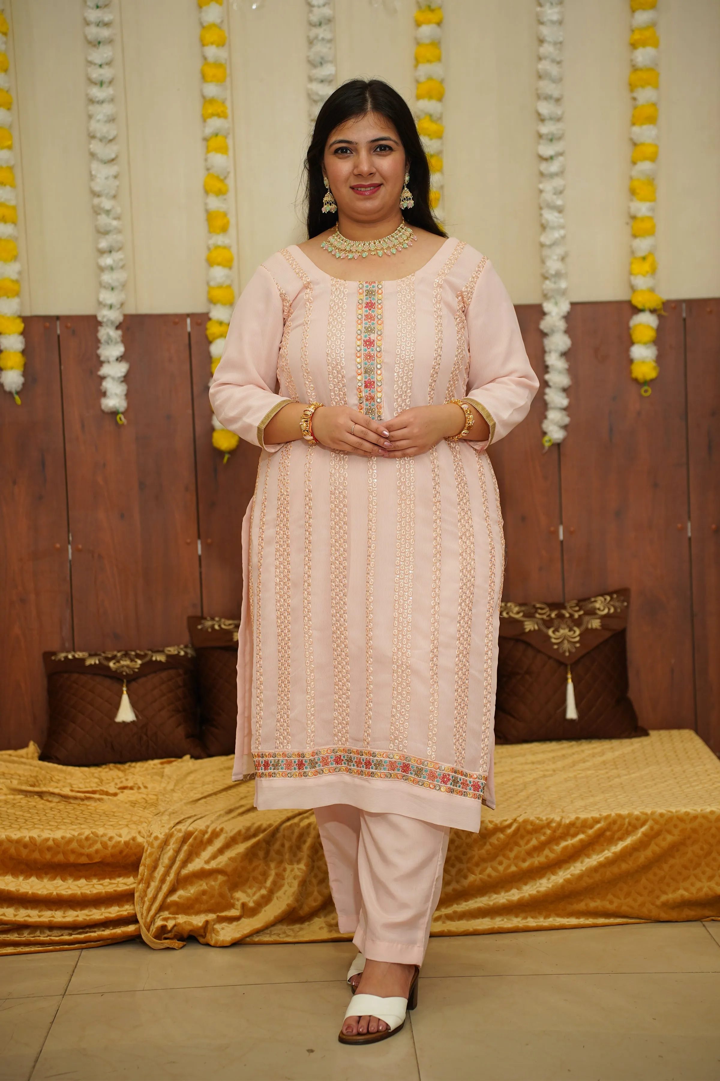 Pastel Pink Georgette Suit Set