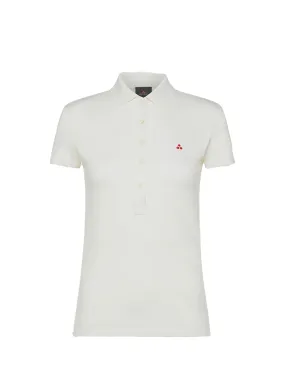 Peutery 3 Buttons White Polo Shirt for Women