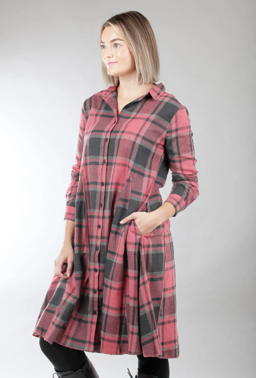 Plaid Collins Dress, Red Dumbarton