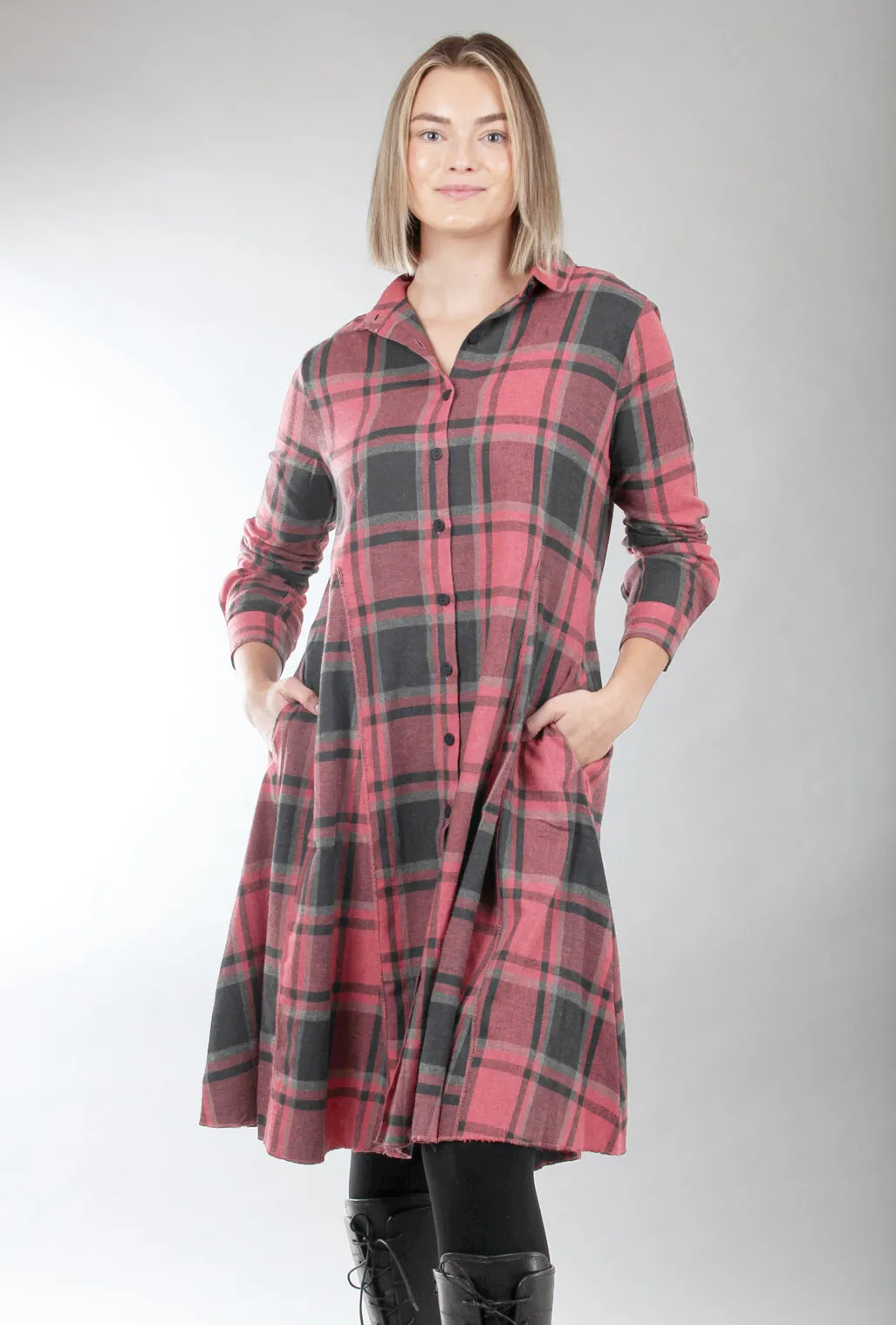 Plaid Collins Dress, Red Dumbarton