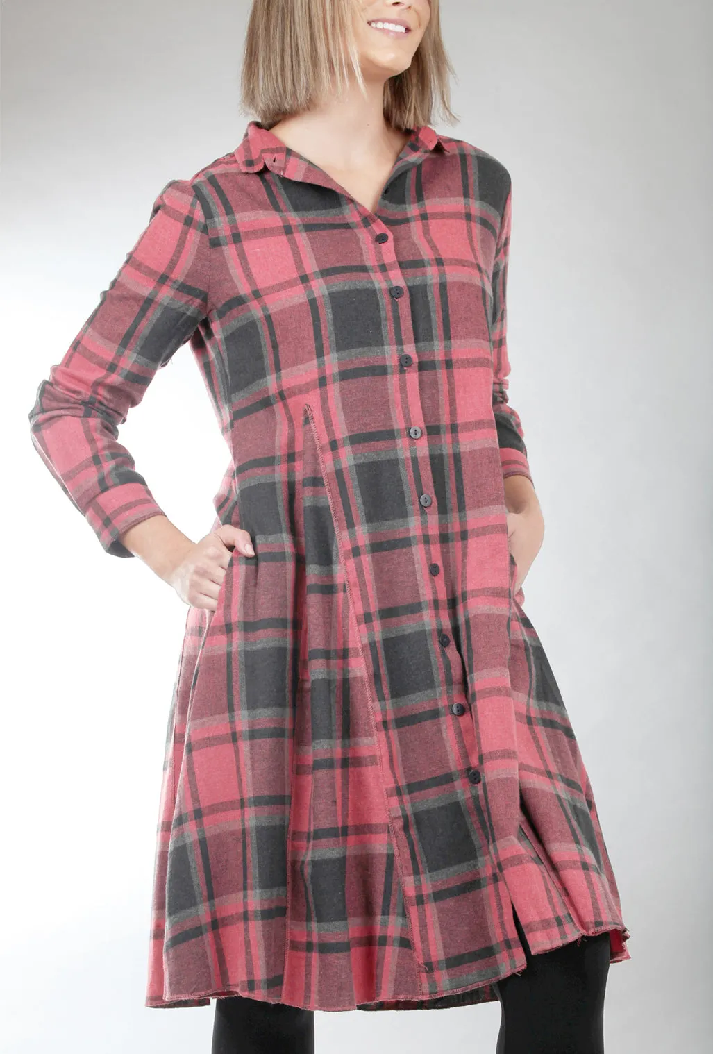 Plaid Collins Dress, Red Dumbarton