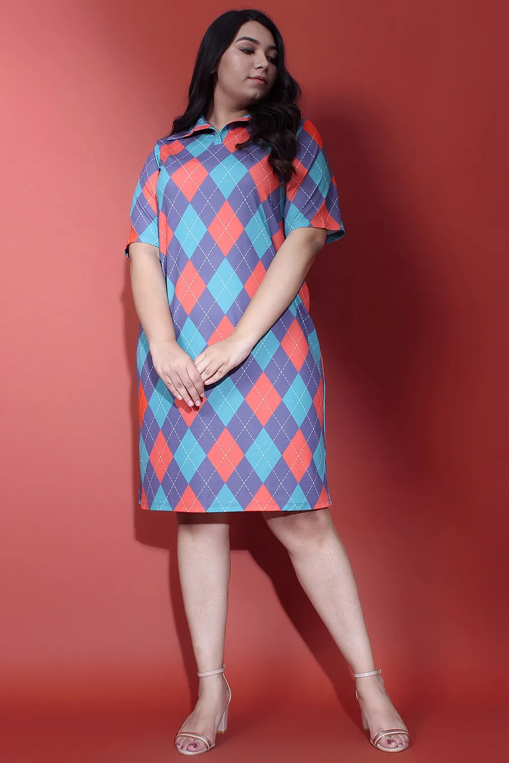 Pop Argyle Printed Polo Dress