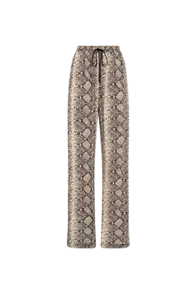 Python Printed Draped Jersey Drawstring Trousers