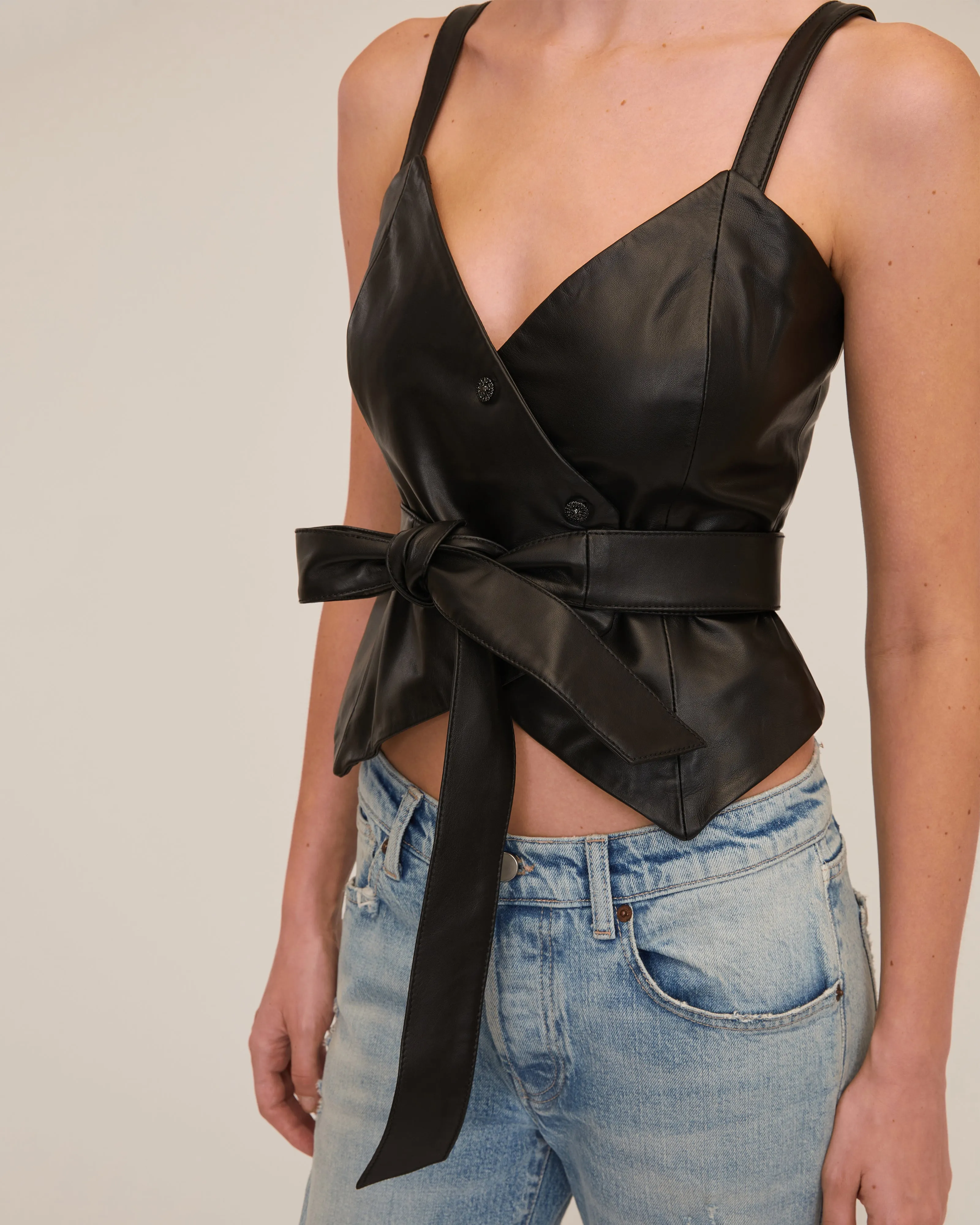 Raya Leather Wrap Vest