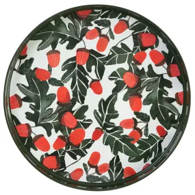 Red Black Acorns 15 Round Tray