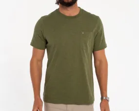 Slub Cotton Pocket T-Shirt - Olive Green