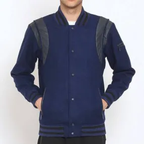 Unknown Designer Navy blue wool varsity jacket