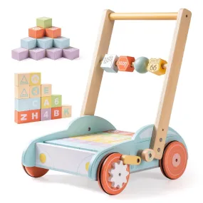 Wooden Baby Walker Push With ABC 123 Blocks